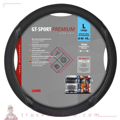 [LAM 8000692980217] GT-Sport, couvre-volant en Skeentex - L - Ø 46/48 cm - Noir/Beige - LAMPA