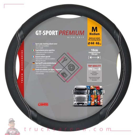 [LAM 8000692980088] GT-Sport, couvre-volant en Skeentex - M - Ø 44/46 cm - Noir/argent - LAMPA