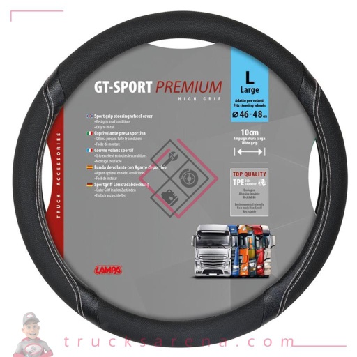 [LAM 8000692980095] GT-Sport, couvre-volant en Skeentex - L - Ø 46/48 cm - Noir/argent - LAMPA
