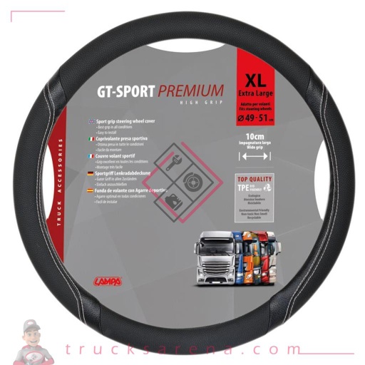 [LAM 8000692980101] GT-Sport, couvre-volant en Skeentex - XL - Ø 49/51 cm - Noir/argent - LAMPA