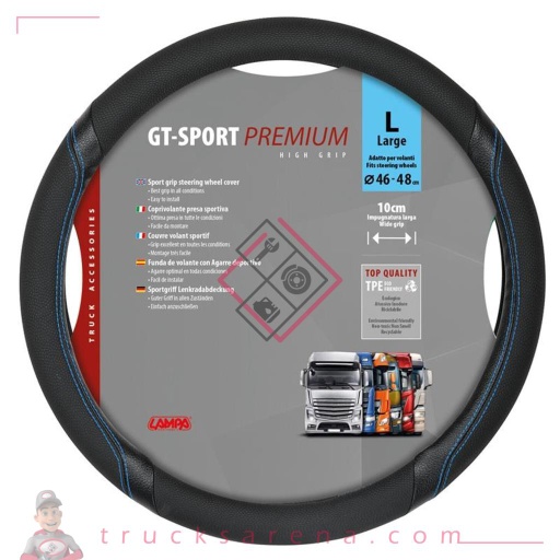 [LAM 8000692980132] GT-Sport, couvre-volant en Skeentex - L - Ø 46/48 cm - Noir/Bleu - LAMPA
