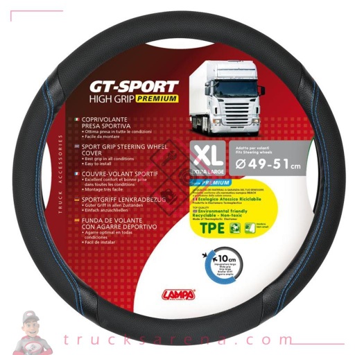 [LAM 8000692980149] GT-Sport, couvre-volant en Skeentex - XL - Ø 49/51 cm - Noir/Bleu - LAMPA