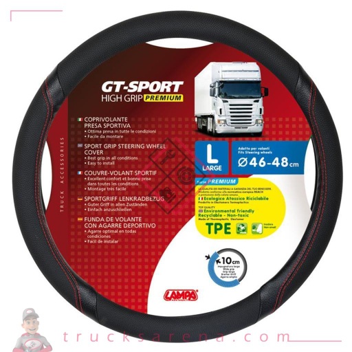 [LAM 8000692980170] GT-Sport, couvre-volant en Skeentex - L - Ø 46/48 cm - Noir/Rouge - LAMPA