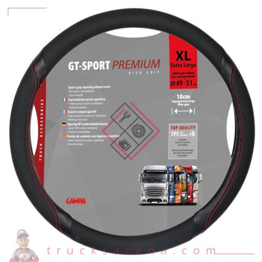 [LAM 8000692980187] GT-Sport, couvre-volant en Skeentex - XL - Ø 49/51 cm - Noir/Rouge - LAMPA