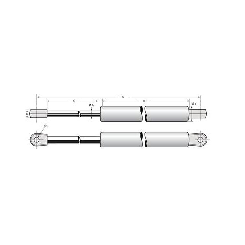 [POM 2043921WI] Gas spring with screwed ends - POMMIER