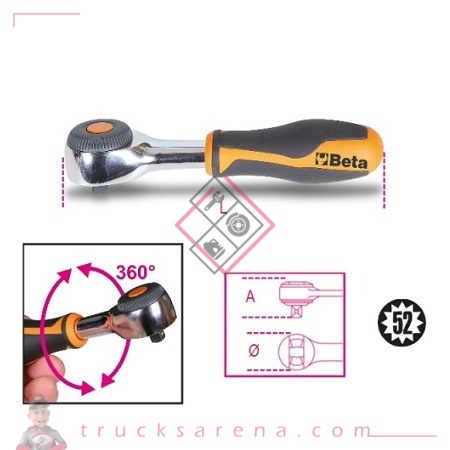 [BET 009000884] Cliquet rotatif carré mâle 1/4" 900/58 - BETA TOOLS