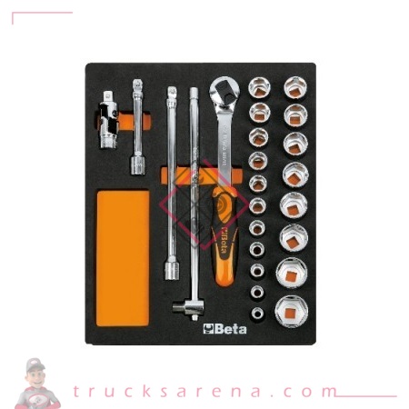 [BET 024500083] Composition douilles 1/2' plateau mousse 24 pièces M83 - BETA TOOLS