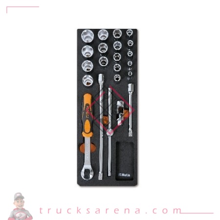 [BET 024500092] Composition douilles 3/8' plateau mousse 22 pièces M92 - BETA TOOLS