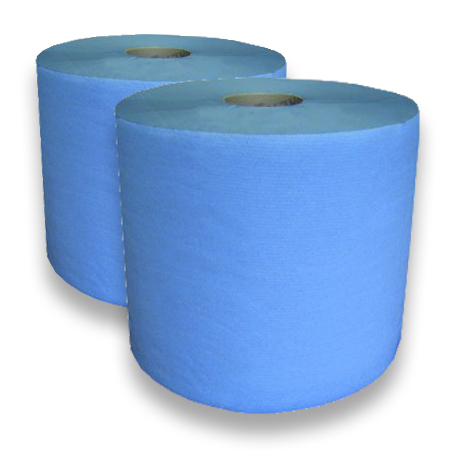 [GLO G766PWZ] Bobines 1000 FTS, ouate recyclée teintée bleue, lot de 2 - GLOBAL HYGIENE